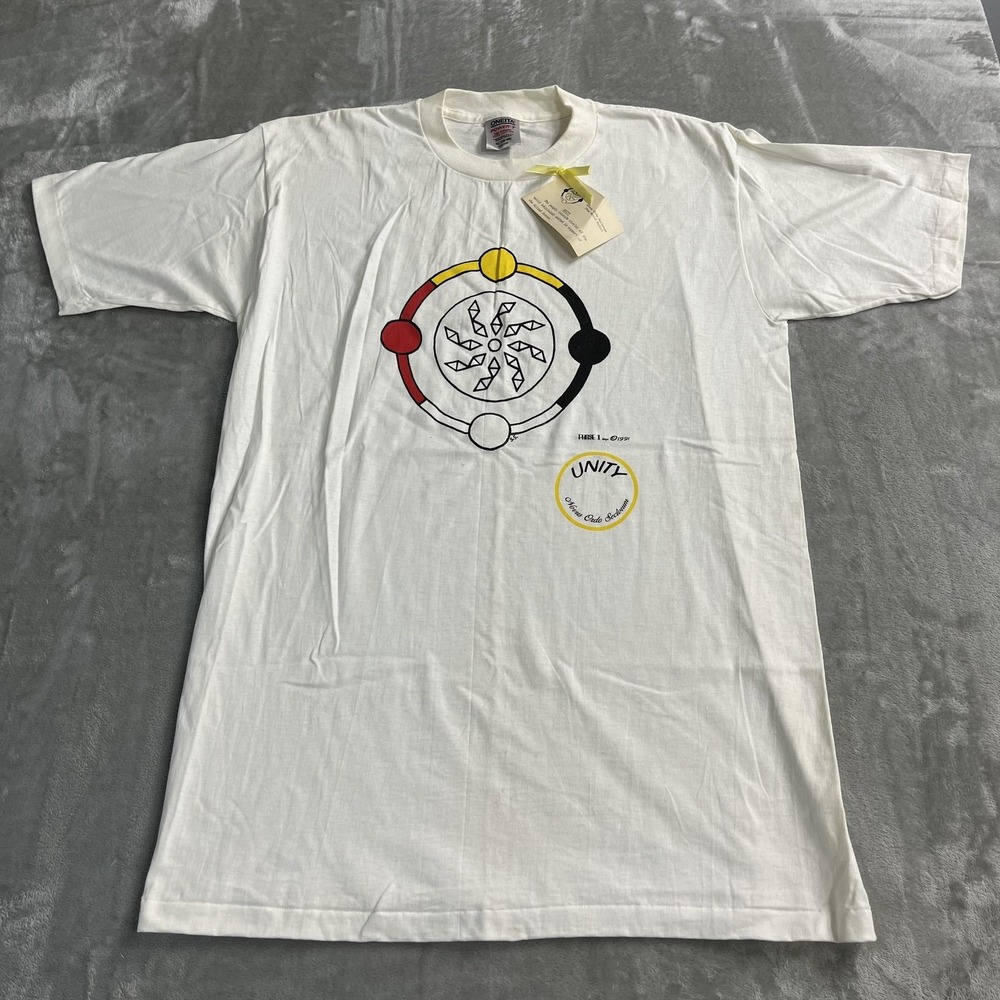 Vintage Oneita Unity Shirt Mens XL White Graphic Tee 1991 Jamaica Power-T